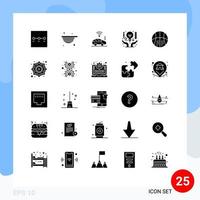 Pictogram Set of 25 Simple Solid Glyphs of basketball activities wifi document business Editable Vector Design Elements