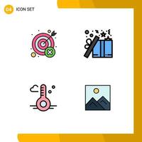 Set of 4 Modern UI Icons Symbols Signs for fail star target box thermometer Editable Vector Design Elements