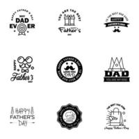 Happy Fathers Day vector hand lettering 9 Black Calligraphy illustration for greeting card festival poster etc Editable Vector Design Elements