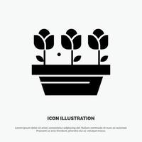 Flower Growth Plant Spring solid Glyph Icon vector