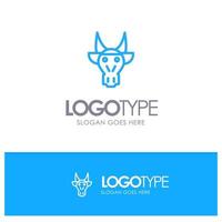 Adornment Animals Bull Indian Skull Blue Outline Logo Place for Tagline vector