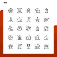 Set of Usa Line Icon set 25 Icons Vector Minimalism Style Design Black Icons Set Linear pictogram pack