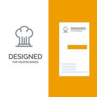 Cap Chef Cooker Hat Restaurant Grey Logo Design and Business Card Template vector