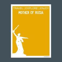 madre de rusia volgograd rusia monumento hito folleto estilo plano y tipografía vector