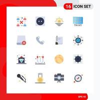 Flat Color Pack of 16 Universal Symbols of drive computers sun server computer Editable Pack of Creative Vector Design Elements