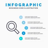 Magnifier Search Zoom Find Line icon with 5 steps presentation infographics Background vector