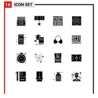 Universal Icon Symbols Group of 16 Modern Solid Glyphs of calendar agenda medal maze circle maze Editable Vector Design Elements