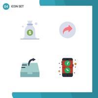 Set of 4 Modern UI Icons Symbols Signs for dollar send basic ui application Editable Vector Design Elements