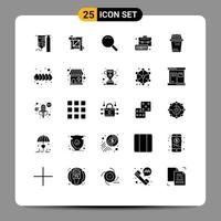 Modern Set of 25 Solid Glyphs and symbols such as junk bin expanded keyboard bag Editable Vector Design Elements