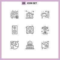 Modern Set of 9 Outlines Pictograph of best light hobbies bulb school Editable Vector Design Elements