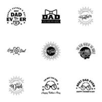 Happy fathers day 9 Black vintage retro type font Illustrator eps10 Editable Vector Design Elements