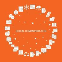 plantilla de vector de infografía de conjunto de iconos de comunicación social