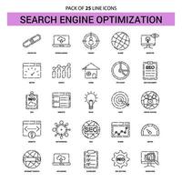 Search Engine Optimization Line Icon Set 25 Dashed Outline Style vector