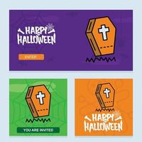 diseño de invitación de feliz halloween con vector de ataúdes