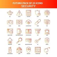 Orange Futuro 25 Security Icon Set vector