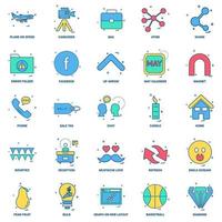 25 conjunto de iconos de color plano de mezcla de concepto de negocio vector