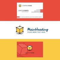 Beautiful Cube Logo and business card vertical Design Vector