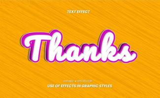 3D Text Effect with Thank word and Easy to Edit vector