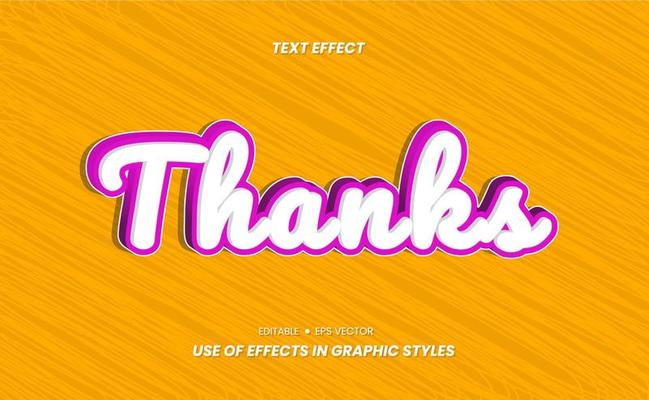 3D Text Effect with Thank word and Easy to Edit