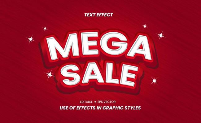 Mega Sale Text Effect - Color 3D Design and can be used as a business promotion sticker.