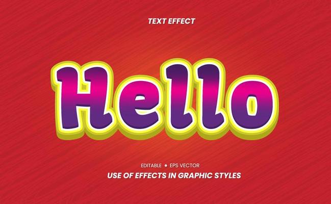 3D Text Effect with Hello word and Easy to Edit