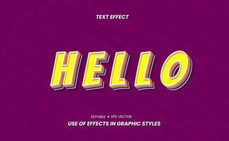 3D Text Effect with Hello Words and Easy to Edit vector