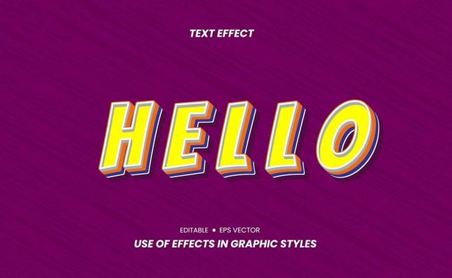 3D Text Effect with Hello Words and Easy to Edit
