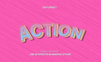 Efectos de texto en 3D con palabras de acción y fáciles de editar. vector