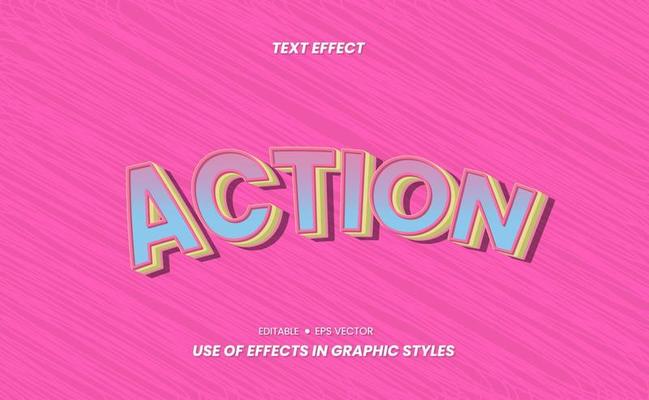 3D Text Effects with Action Words and Easy to Edit