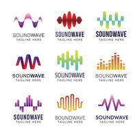 colección de logotipos de música de ondas sonoras vector