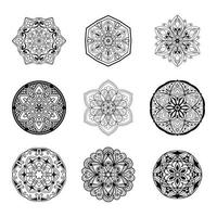 concepto de diseño en blanco y negro de fondo de paquete de mandala vector