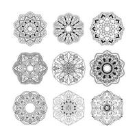 concepto de diseño en blanco y negro de fondo de paquete de mandala vector