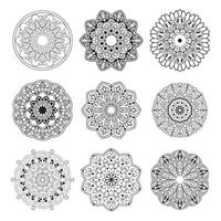 mandala bundle background black and white design conceptmandala bundle background black and white design concept vector
