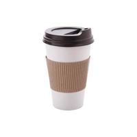 Blank take away kraft coffee cup isolated on white background photo