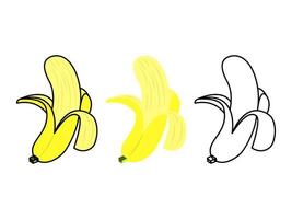 Simple banana graphic design with multiple styles, perfect for complementing designs vector