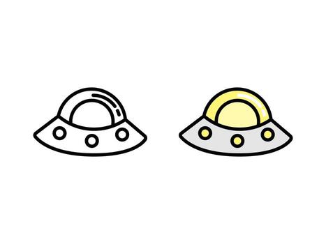 lindo diseño gráfico de dibujos animados de ovnis adecuado para usar como logotipo y complemento de diseño vector