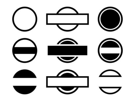 Vector graphic design in the form of badges or emblems with several basic circle shapes suitable to complement logo designs and others