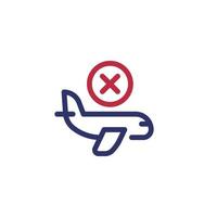 icono de línea de vuelo cancelado en blanco vector