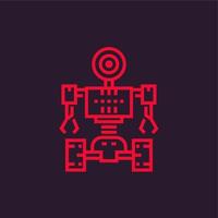 Robotics, robot icon in linear style vector