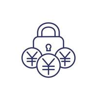 fixed cost or price line icon with yuan vector