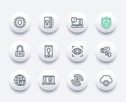 Security and protection, secure browsing, cybersecurity line icons vector