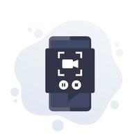 screen recording icon with a phone vector