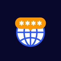 password protected network icon for web vector