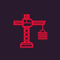 construction crane icon, linear style vector