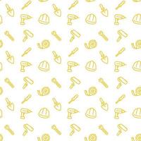 seamless pattern with construction tools icons, yellow over white vector