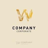 W company logo design with visiting card vector