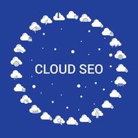 conjunto de iconos de seo en la nube plantilla de vector infográfico