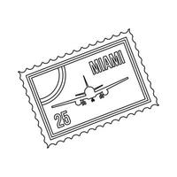 Stamp with plane and text Miami inside icon vector