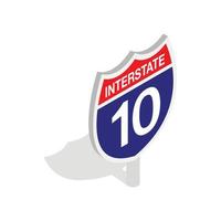 Interstate highway sign icon, isometric 3d style vector