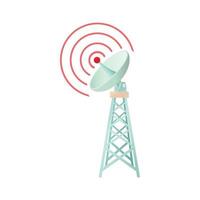 Tower with communication dish icon, cartoon style vector